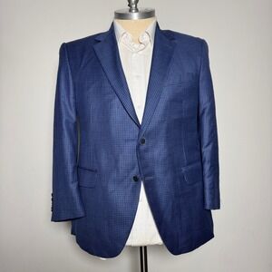 COPPLEY REDA 1885 Super 130S Wool Navy Houndstooth Blazer Sport Coat Jacket 44S